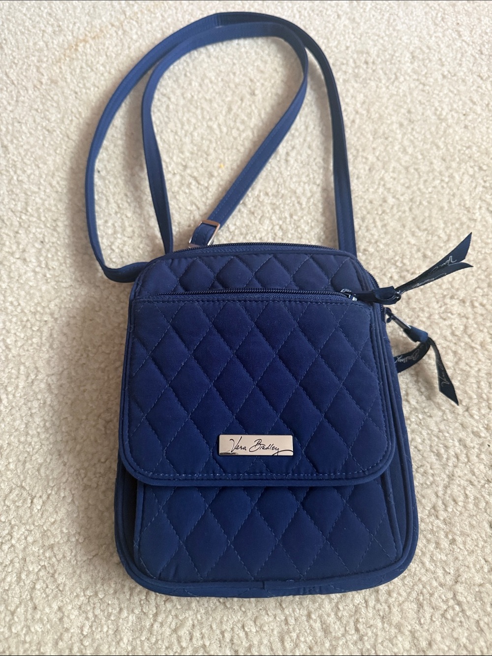 Vera Bradley Navy Quilted Crossbody Bag Mini Hipster